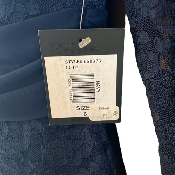 NEW Marina Navy Blue Lace Floor Length Formal Event Evening Dress Sz 6 - Picture 6 of 15